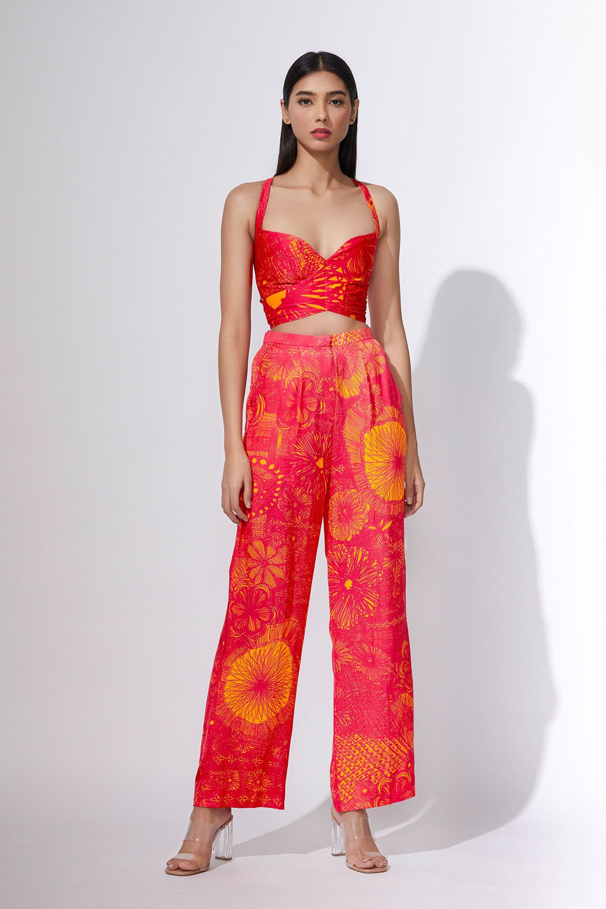 Cross back bustier with trousers