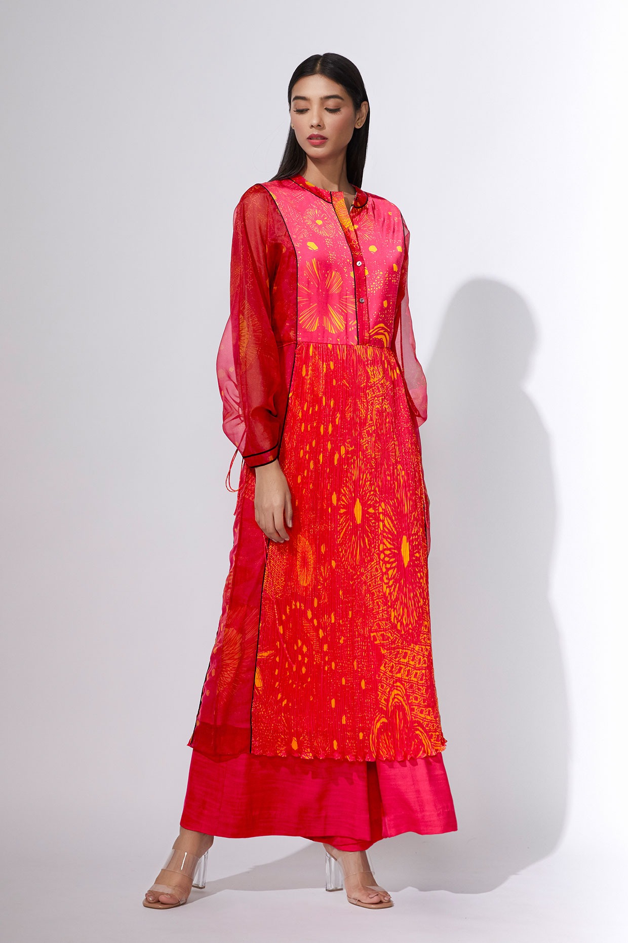 Abstract floral print kurta with trousers