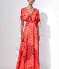 Abstract floral print asymmetric dress