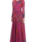 Floral printed micropleated mul mul dress