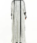 Bandhani print embroidered kurta & white pleated skirt
