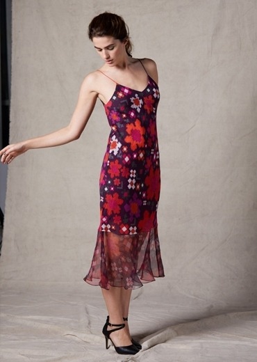 Abstract floral printed slip dress