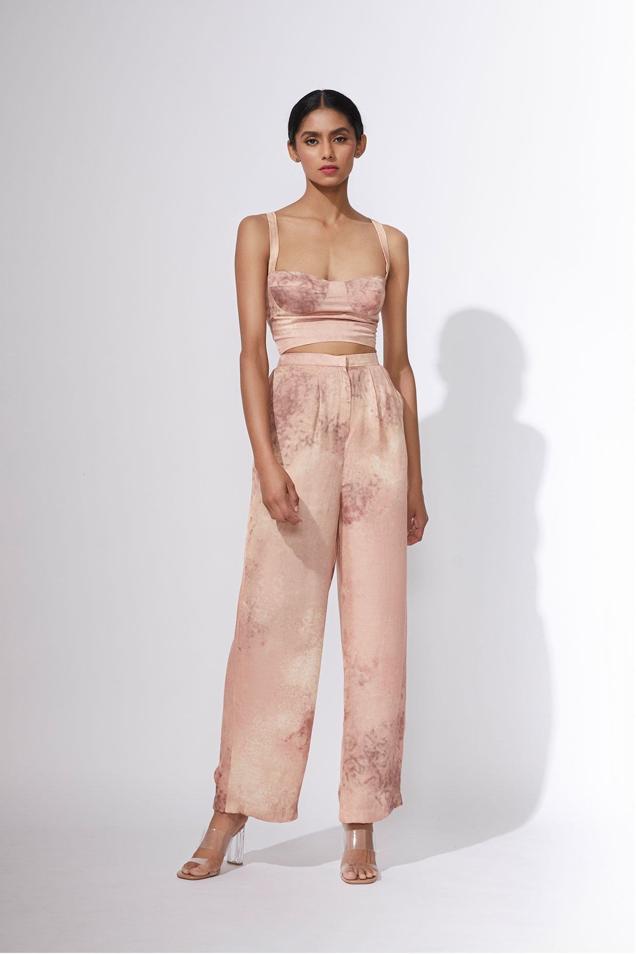 Abstract print bustier with trousers