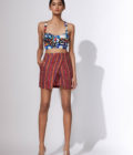 Mirror print Bustier with wrap style skirt