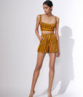 Stripe print bustier with shorts