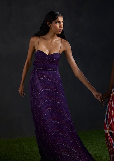 Hand micropleated maxi dress