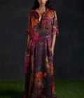 Abstract print collared dress