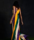 Stripe print v-neck maxi dress