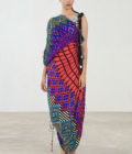 Micropleated kaftan style sari dress