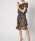 Abstract print hand micropleated dress
