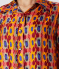 Ikat floral print collared shirt