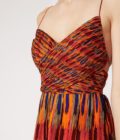 Ikat floral print micropleated dress