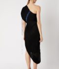 Asymmetric one shoulder hand micropleated dress