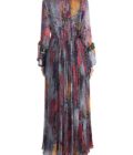 Abstract print hand micropleated cape