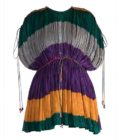 Kaftan style blouse with stripe print skirt