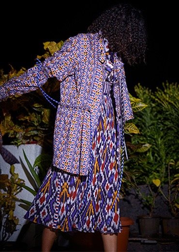 Buy Women's Black Cotton Handwork Ikat Print Straight Kurti and Divider  Skirt Set, Medium at Amazon.in