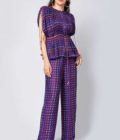 Stitch print kaftan blouse and trouser coord set